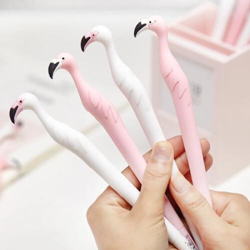 1pc Pink White Birds Silicone Gel Pen Rollerball Pen Student Stationery School Office Supply Black Ink 0.5mm