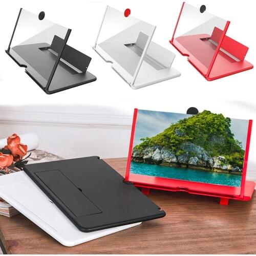 10/12 inch 3D Mobile Phone Screen Magnifier HD Video Amplifier Stand Bracket Travel Desktop Movie Magnifying Phone Support