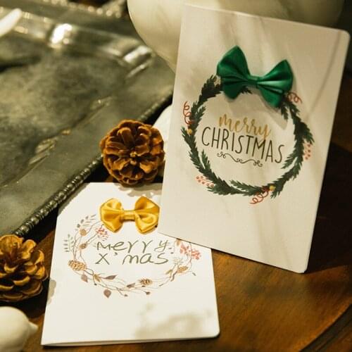 10pcs INS Greeting Card Exquisite Big Bow Christmas Greeting Card Birthday Greeting Card Thank-You Card Christmas Card