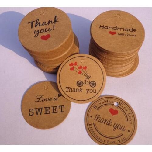 10000 pcs Thank you with Red Heart Kraft Gift Tags Wedding Party Paper Hang Tags Price Label Hang Tag Cards
