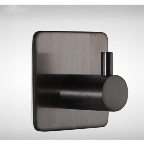 4Pcs Black 3M Self Adhesive Stainless Steel Hook Anti-rust Hook Back Door Bedroom Coat Hanger Bathroom Kitchen Towel Hooks Racks
