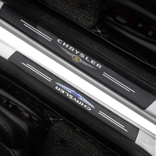4PCS For Chrysler 300c 300 200 Sebring Pacifica PT Cruiser Town Country MPV Car Logo Door Threshold Plate Carbon Fiber Sticker