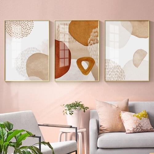 Nordic abstract geometric watercolor art triplet living room light luxury art decorative painting picture print poster mural