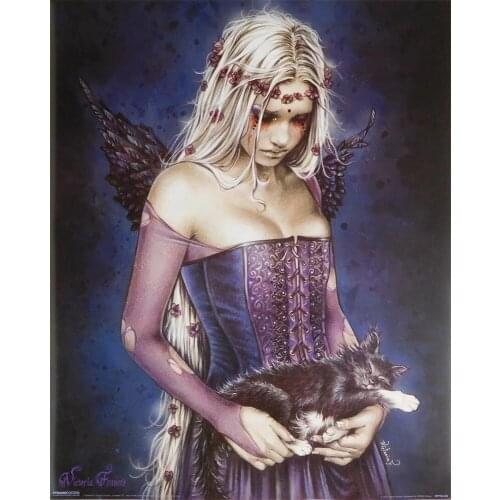 Full square/round drill 5D diamond painting Angel girl and cat DIY diamond embroidery mosaic rhinestone Home Decor gift P1221