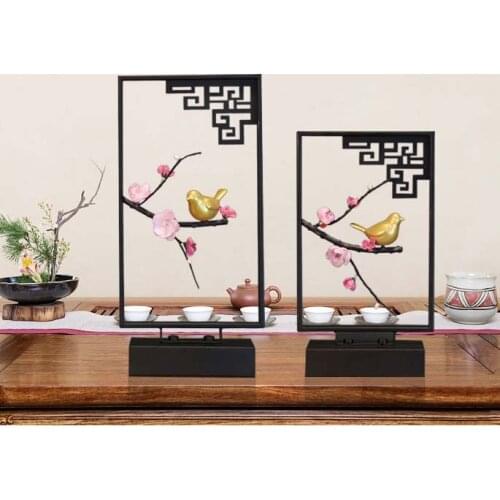 Large-Christmas GIFT TOP COOL office home shop fashion Elegant decorative art -handcrafted Iron animal bird flower Model statue