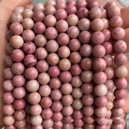 Natural Stone Red Rhodochrosite Pink Loose Round Beads For Jewelry Making DIY Bracelet Accessorries 15" 4mm 6mm 8mm 10mm 12mm