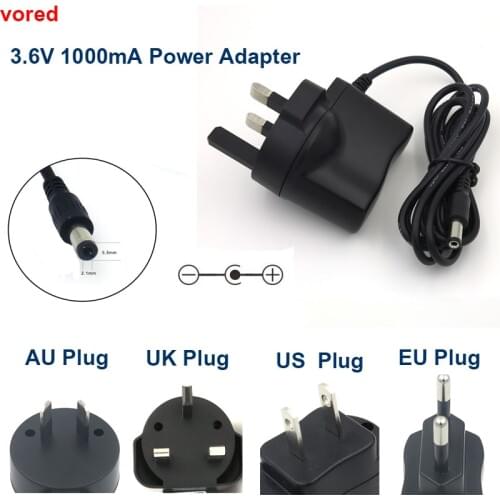 Fast shipping 3.6V1A Adapter US/EU/UK/AU Input 100 to 240v AC 5.5*2.1mm 1.5m DC cable Power Supply Adapter Universal Charger