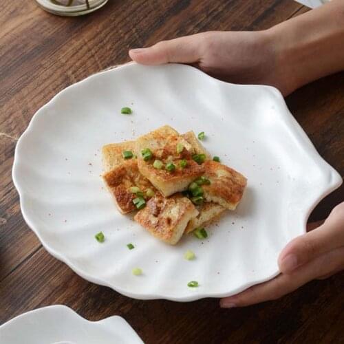 Pure white special ceramic shell plate shell plate simple western-style cake pasta steak plate Japanese sushi plate