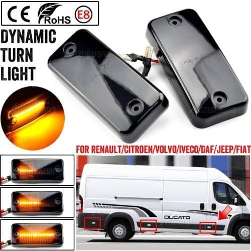 2X Dynamic Flowing LED Side Marker Light For Iveco Fiat Ducato Citroen Relay Peugeot Boxer Renault VOLVO MAN