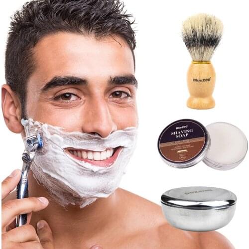 Men Beard 3-piece Set Mens Face Care Shaving Cream Shaving Brush Shaving Foam Bowl Series Hair Care Cleaning Tool