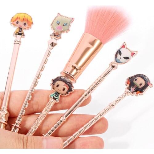 Anime Cosmetic brush Demon Slayer Kamado Tanjirou Nezuko Action Figures PVC Model Toys Zenitsu Figurine Inosuke Kimetsu No Yaiba