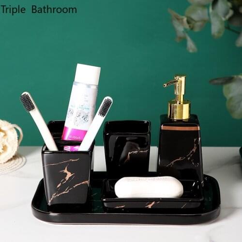 Nordic Ceramics Wash Supplies Six Piece Set Gifts Household Toothbrush Holder Tooth Mug Soap Dish Tray Bathroom Accessories