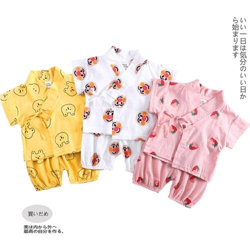 Baby boys girls sets short sleeve cotton japanese style tops+pants 2pcs kids children clothing unisex casual outfits 0-2 MB507