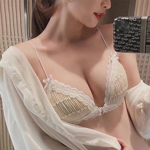 Front Closure Seamless Bras Set For Women Underwear Lingerie Set Push Up Brassiere Wireless Bralette Femme Sexy Bra 2 Piece Set