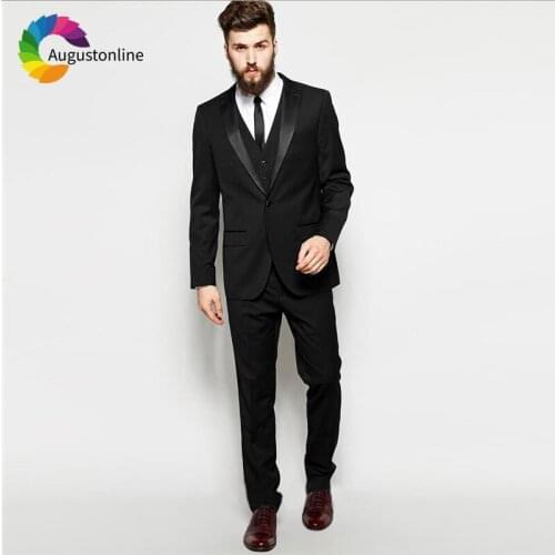 Black Men Suit (Blazer+Pants+Vest) 3 Pieces Slim Fit Wedding Business Wear Formal Men Suit Elegant Costume Mariage Homme Ternos
