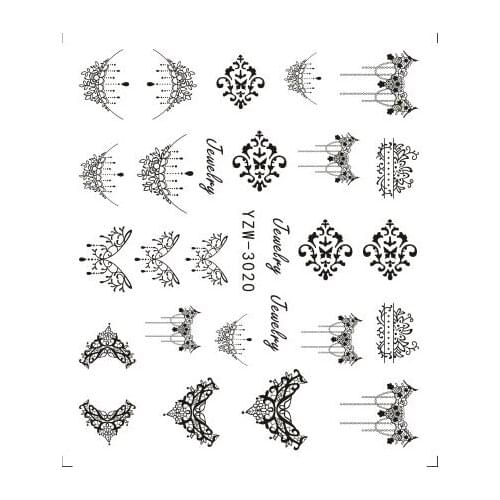 Lace Necklace Nail Art Stickers Black Lace Full Nail Stickers Nail Decals