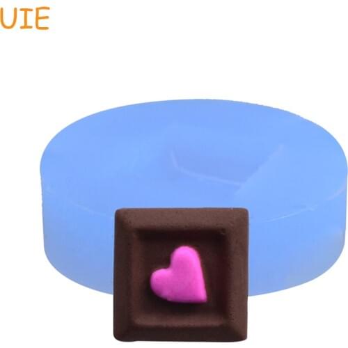 KYL025U Square with Heart Chocolate Silicone Push Mold 15mm - Bakeware Polymer Clay Cabochon Moulds, Deco Mold