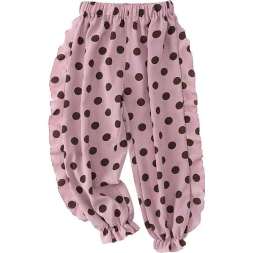 Spring Autumn Baby Kids Girls Leggings Children Polka Dot Pants Cute Casual Lantern Trousers Bloom Pants Baby Pajama Clothing