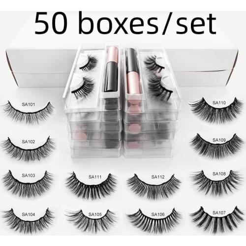 Wholesale 50boxes/set 1pairs Magnetic Eyelashes Magnetic Liquid Eyeliner set Waterproof Short Natural Lasting Eyelash Extension