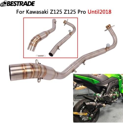 Motorcycle Front Middle Link Pipe Exhaust Connector Link Tube Slip On 51mm Muffler Tube For Kawasaki Z125 Z125 Pro Until 2018
