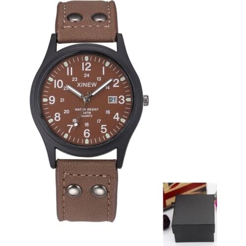Big Brand Watches Mens Date Calendar Leather Strap Sport Quartz Watch Hot Male Military Wrist Watches Montres de Marque de Luxe