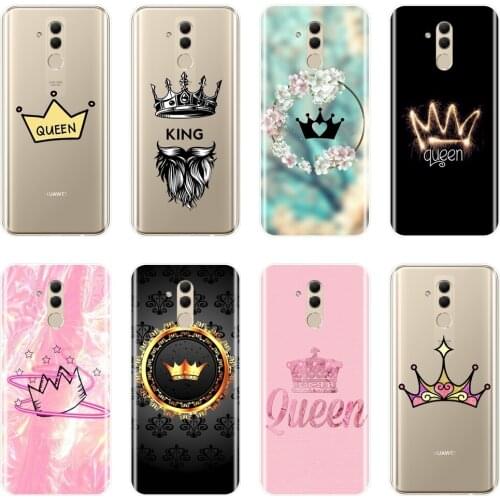 TPU Soft Phone Case Silicone For Huawei Mate 9 10 20 Pro Luxury King And Queen Crown Back Cover For Huawei Mate 7 8 9 10 20 Lite