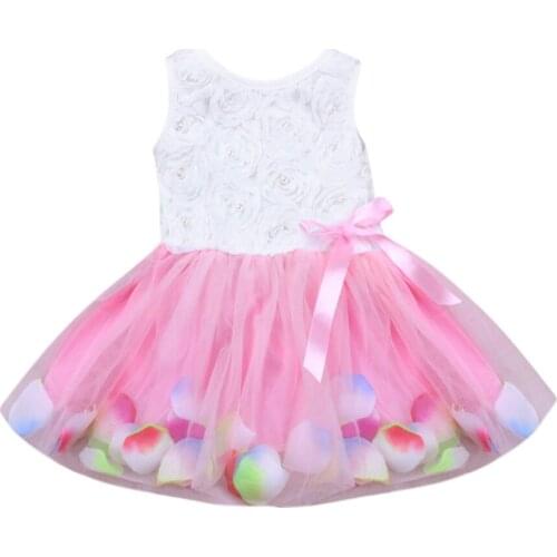 TELOTUNY Kids Baby Girls Beautiful Flower Dress Princess Summer Sleeveless Tutu Dress Pink Yellow Red Baby Girls Dress