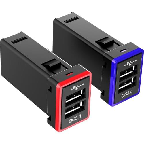 QC3.0 Quickcharge Car Charger Double USB Phone PDA DVR Adapter Plug & Play Cable For Toyota