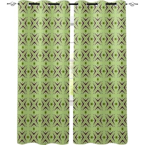 Green Circle Triangle Repeating Retro Style Luxury Home Curtains Home Supplies Living Room Bedroom Custom Curtains