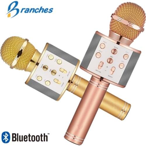 WS858 mikrofon Handheld Bluetooth Wireless Karaoke Microphone Phone Player MIC Speaker Record Music KTV Microfone for iPhone PC