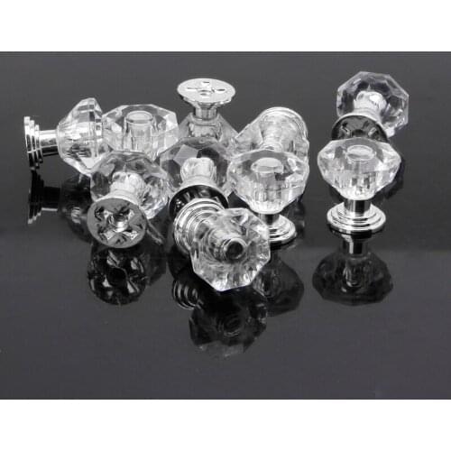 10PC Diamond Shape Crystal Glass Cabinet Knob Drawer Pull Handle For Jewelry Box C5AC