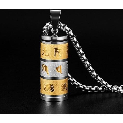 Shurangama Mantra Necklace Mens Trendy Brand Hip Hop Wild Mens Necklace Pendant Simple Trendy Mens Pendant Accessories