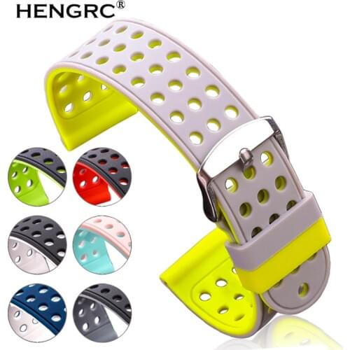 Silicone Rubber Watchbands 18mm 20mm 22mm 24mm Women Men Fashion Two-tone Breathable Strap Watch Band Clock Accessories