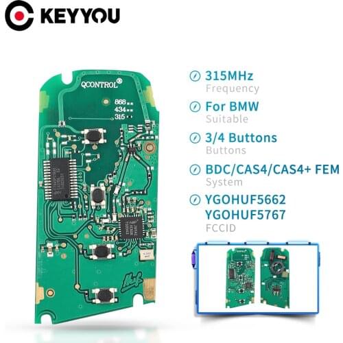 KEYYOU 3/4 BT Smart Remote Key Circuit Board 315/433/868MHz YGOHUF5662 YGOHUF5767 PCF7953 For BMW F Series BDC/CAS4/CAS4+ FEM