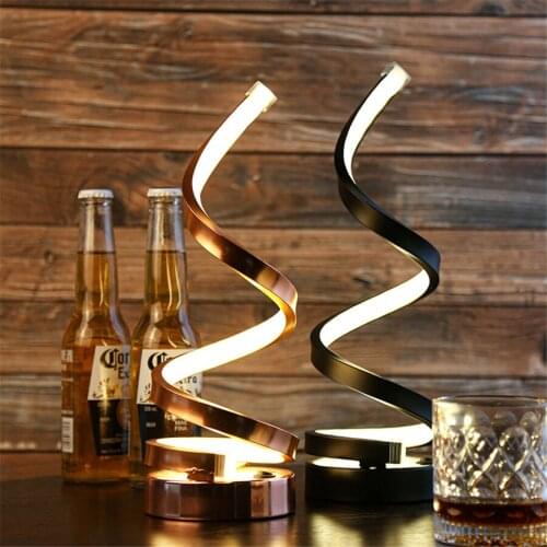 Spiral Shape LED Bar Table Lamp Vintage Rechargeable Bedside Stand Table Night Light Hotel Cafe Restaurant Dinner Table Lamps