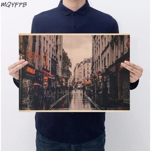 Streetscape Kraft Paper Poster Wall Sticker Home Decoration Painting 35x46cm