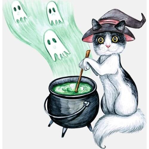 JuYouHui Exterior Accessories Decal Personality Cat Witch Car Sticker Laptop Decal KK Vinyl Car Styling Waterproof Decals PVC