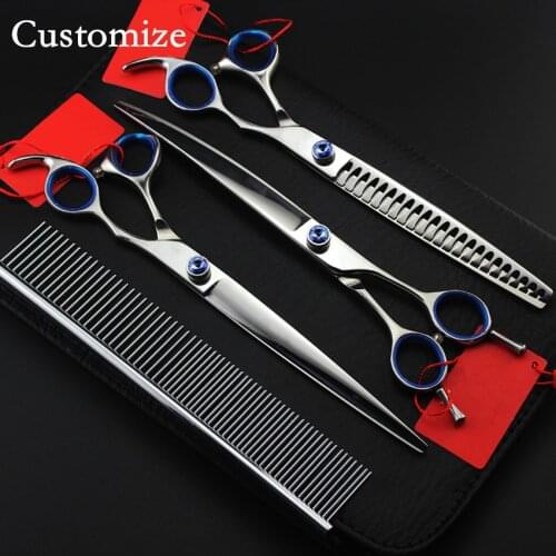 Customize japan 440c 4 kit Pet grooming 8 inch shears dog grooming hair scissors thinning cutting barber hairdressing scissors
