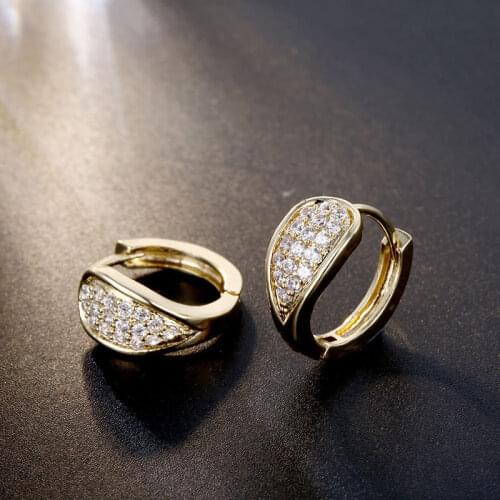 Zircon Leaf Hoop Earrings For Women Gold Color Small Earings Punk Jewelry Wholesale Gift For Girls Accessories KBE381