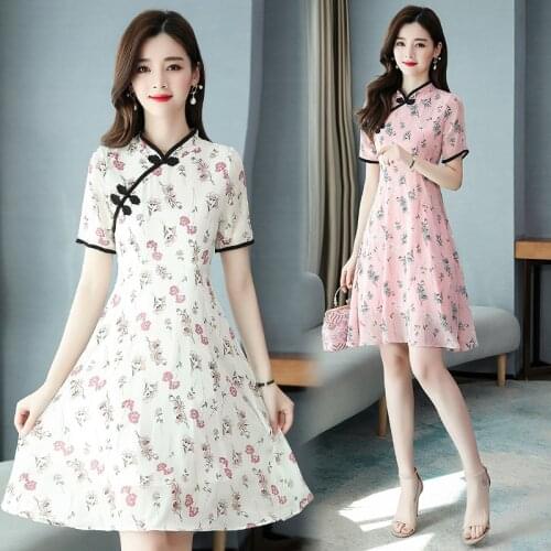 Womens cute Vintage plus size M-4XL dress XXL XXXL 3XL XXXXL loose blouses blusas party Chinese 2021 summer dress for 90KG woman