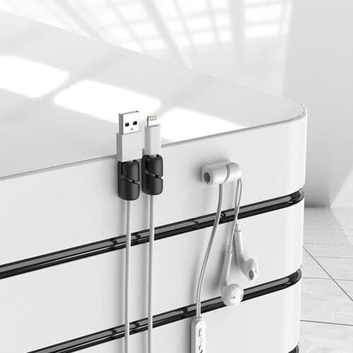 10pcs Wire Holder Clips Cable Organizer Clips Cord Protector Winder 3 Size Desktop Tidy Management Silicone USB Processor Winder