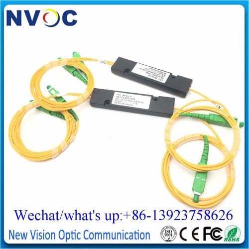 2Pcs 1/99 1X2 FBT1310/1550nm SC/FC/ST/LCAPC Fiber Optical PLC Splitter Coupler Connector,SM,DW,2.0/3.0mm,1M,ABS Box 90*20*10