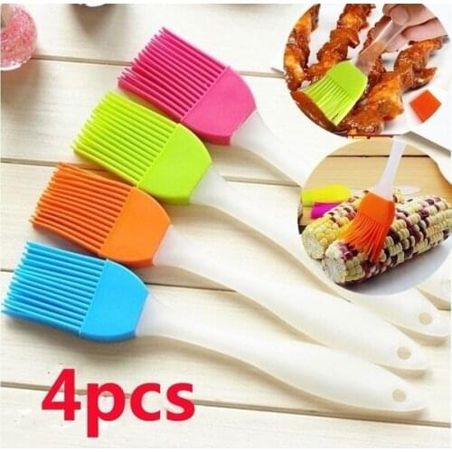 4Pcs Silicone Baking Bakeware Bread Cook Brushes Pastry Oil Bbq Basting Brush Tool Color Random