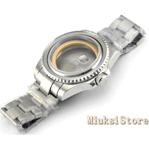 43mm Sapphire glass date window brushed case stainless steel strap fit ETA 2836 mingzhu 2813 movement
