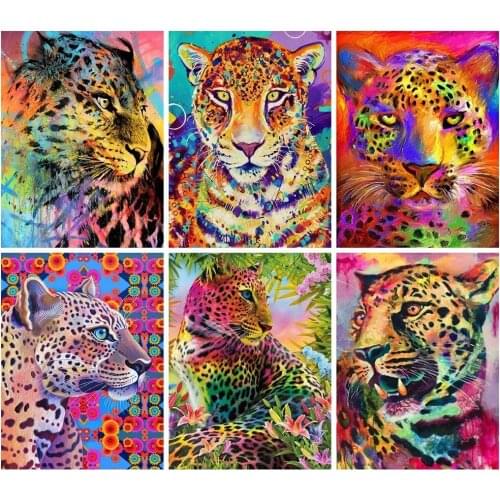 Diamond Painting Leopard Cross Stitch Mosaic Full Square Round Diamond Embroidery Animals 5D Diy Wall Pictures Home Decoration