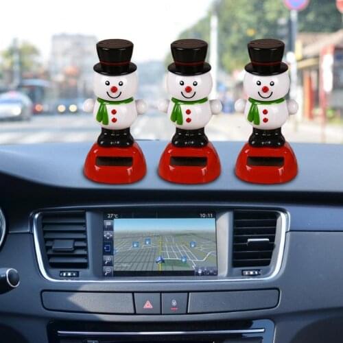 Solar Powered ABS Car Ornaments Santa Claus Snowman Dashboard Dancing Snow Man Christmas Solar Powered Dancing Toy Decor