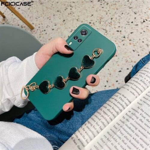 Bracelet Phone Case For Vivo Y31 2021 Y51 2020 Y70 Y20 Y11S Y12S Y50 Y30 Y15 Y17 Y19 Y91C V20 SE Pro V17 Neo Silicone Soft Cover