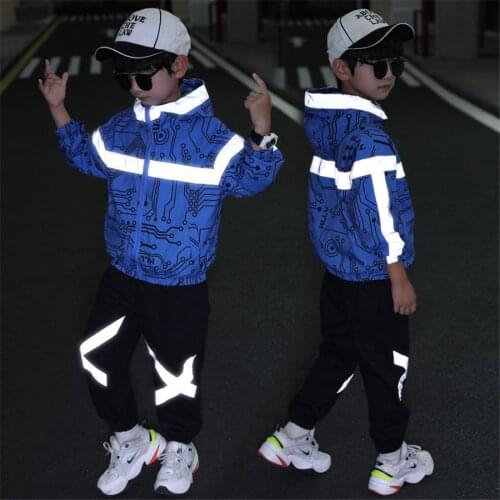 Children Clothes Patchwork Clothes For Boys Reflected Outerwear +Pants Boys Clothes Set Spring Autumn Kids Tracksuit 3-13Y