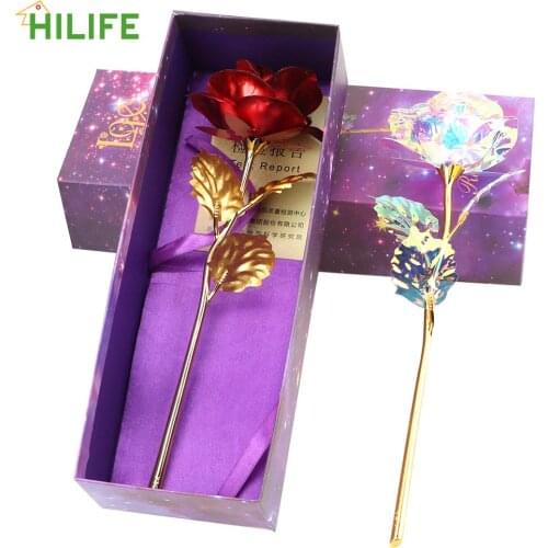 Lasts Forever Love Gold Rose Valentines Day Creative Gift Wedding Decoration Rose Multi Colors 24K Foil Plated Rose