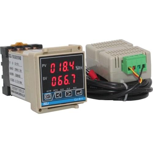 DIN-rail type Hygrometer switch 0-99.9%RH humidity controller moisture sensor relay output digital number display